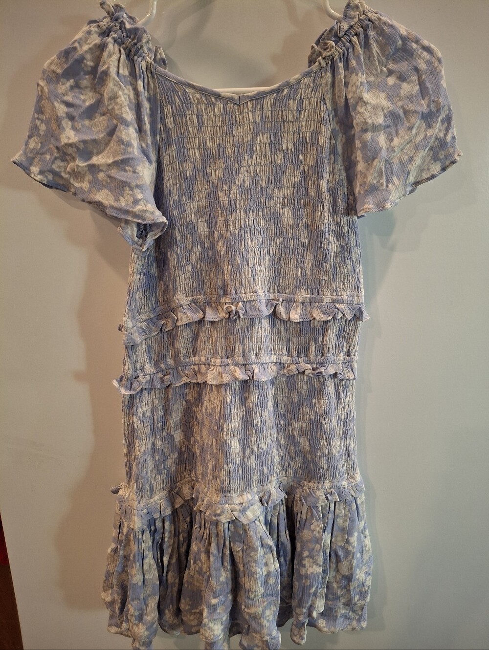 Girls Light Blue Floral Ruffle Casual Dress